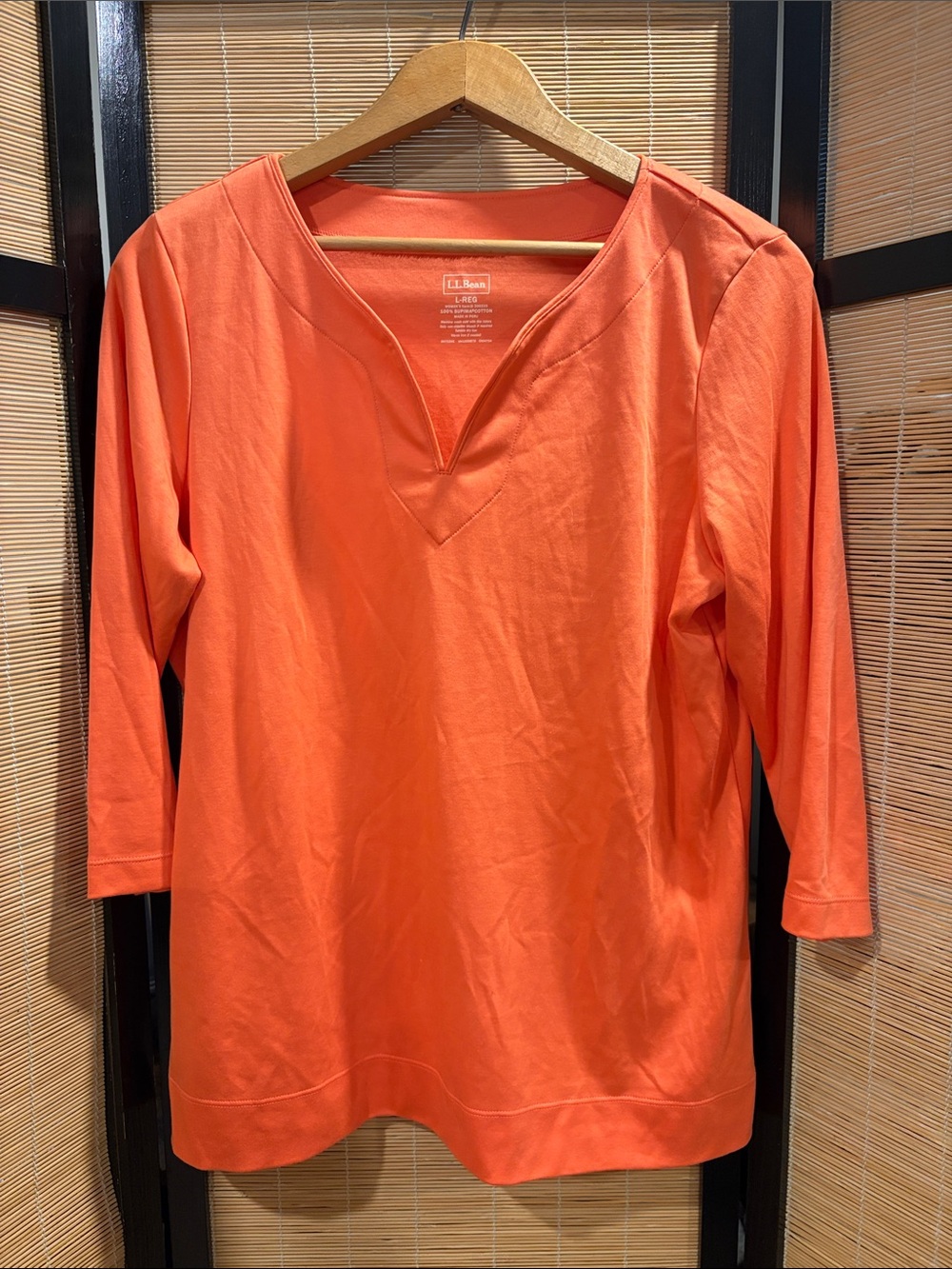 L.L. Bean Bright Orange V-Notch Tee